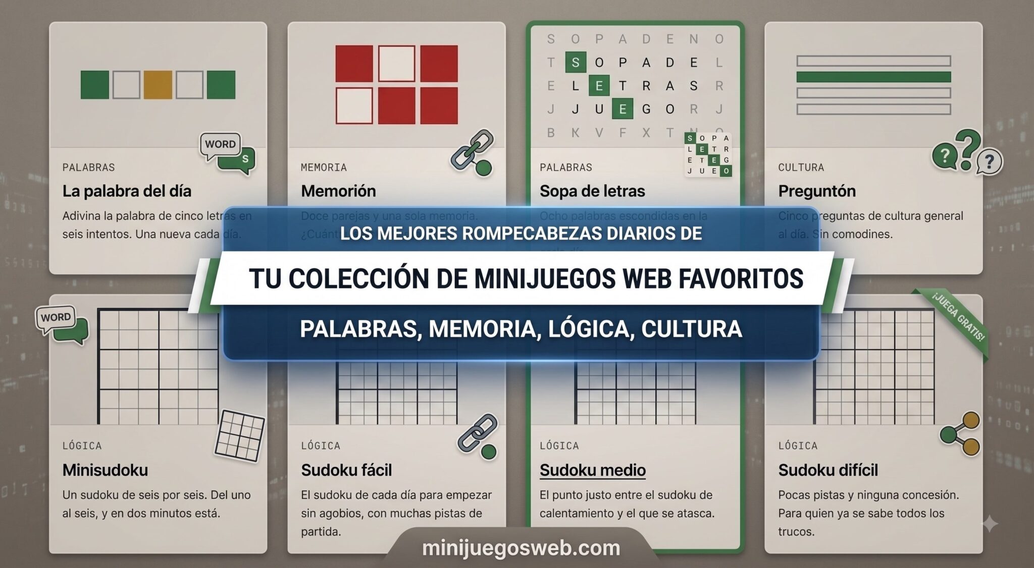 Ocho juegos diarios recuperan los pasatiempos clásicos para jugar desde el navegador
